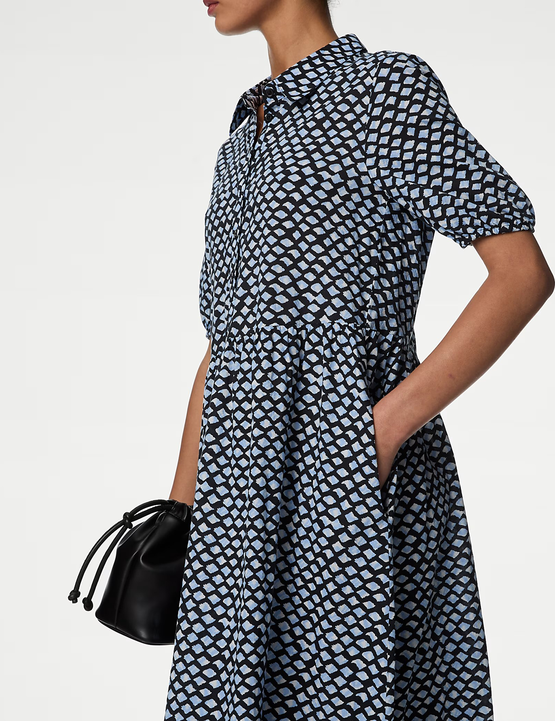 Pure Cotton Printed Midi Shirt Dress