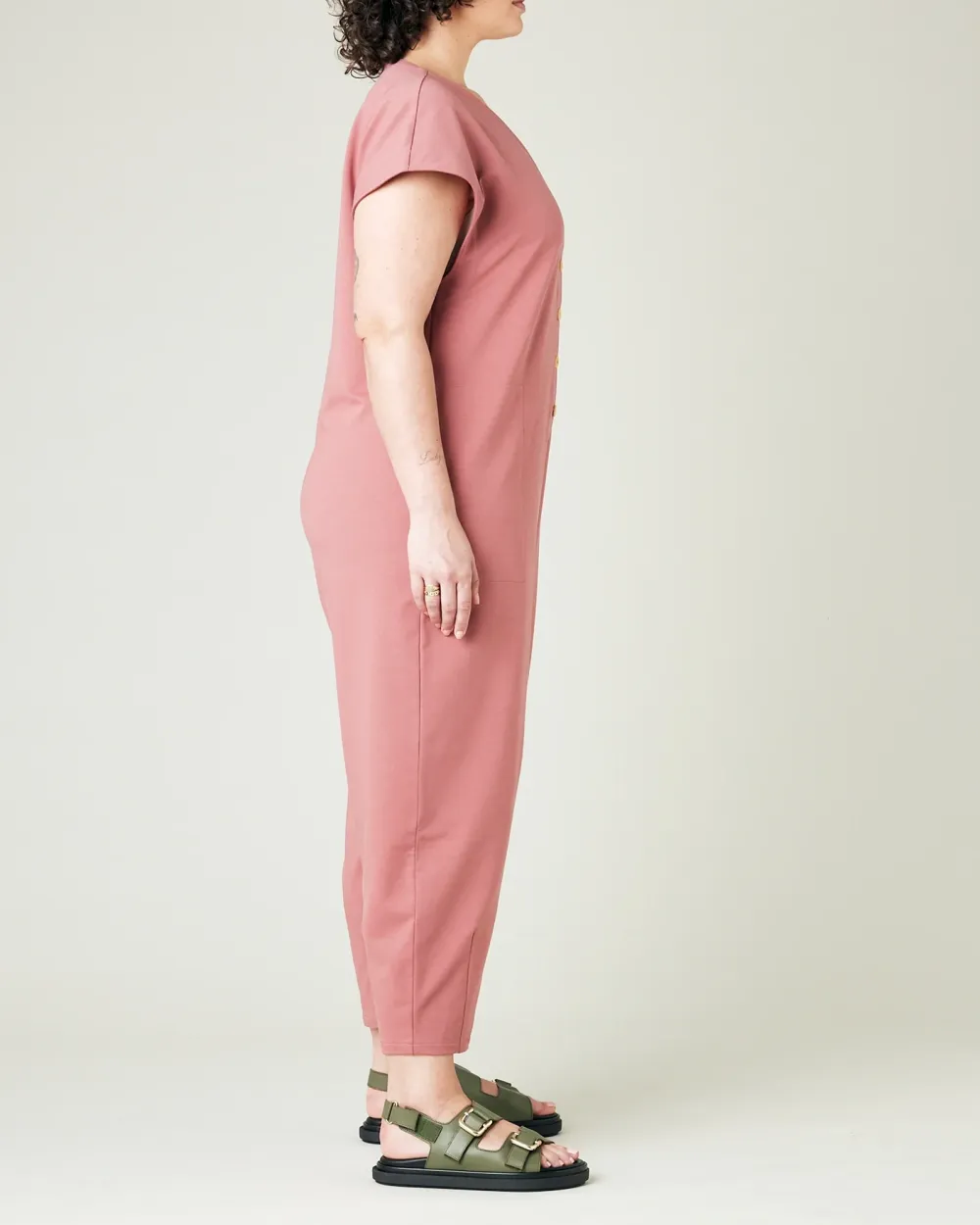 DUSTY PINK COTTON JERSEY JUMPSUIT