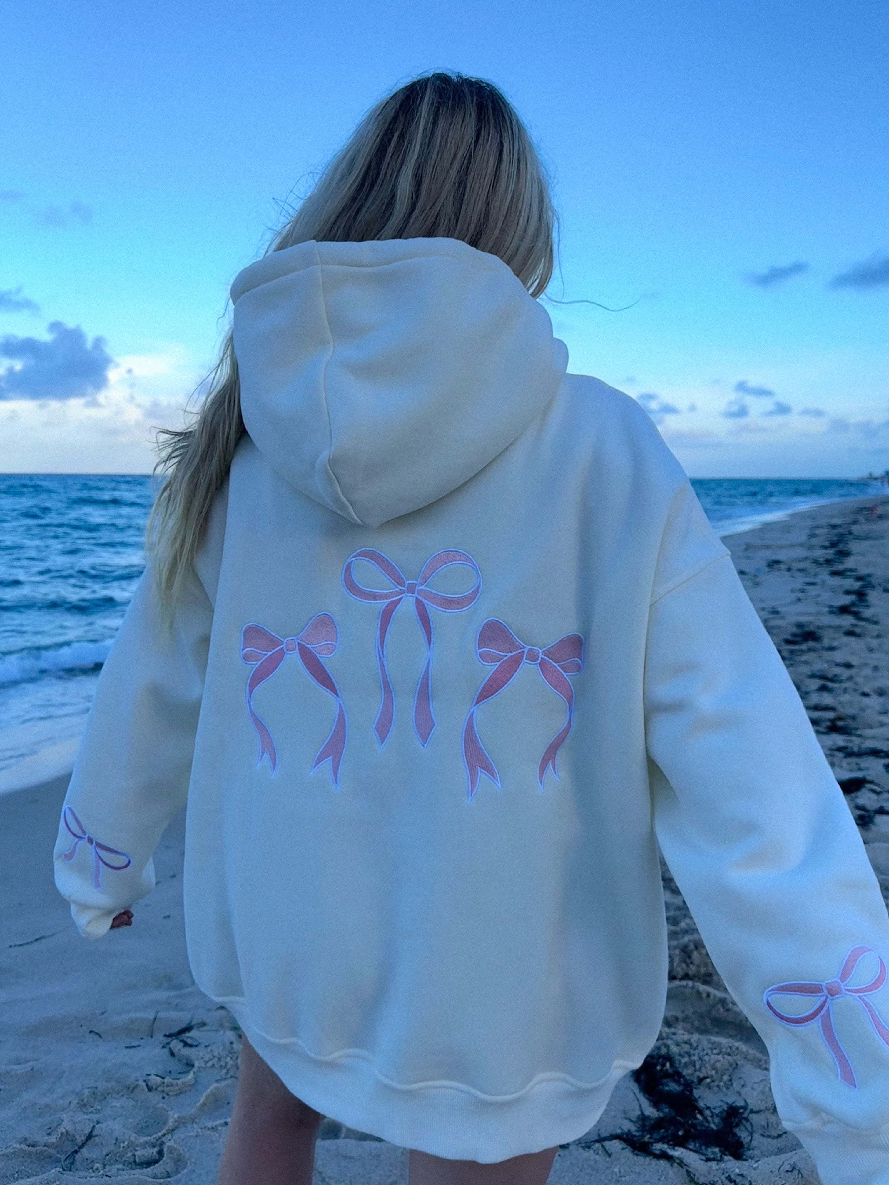 Pink Embroider Bow Hoodie