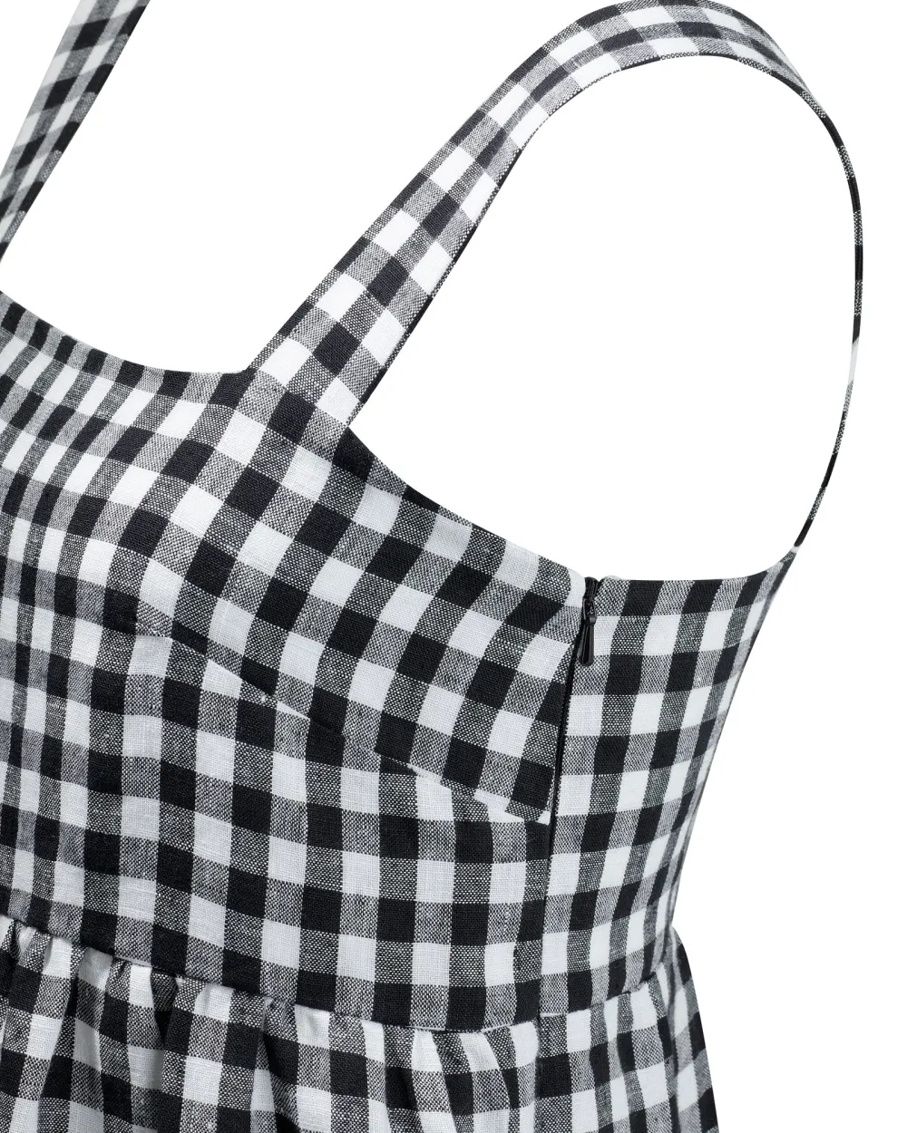 CARI BLACK & WHITE GINGHAM LINEN JUMPSUIT