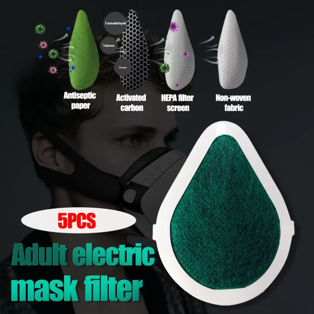 5PCS Adult Deluxe Edition Smart Electric Mask filter chip Dustproof Formaldehyde Leisurely Fashion Prevent Droplets Face Mask