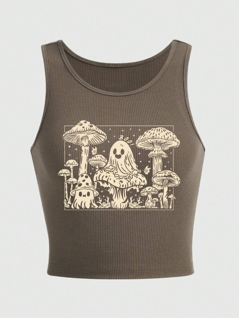 Fairycore Women's Cartoon Mushroom Pattern Tank Top For Summer