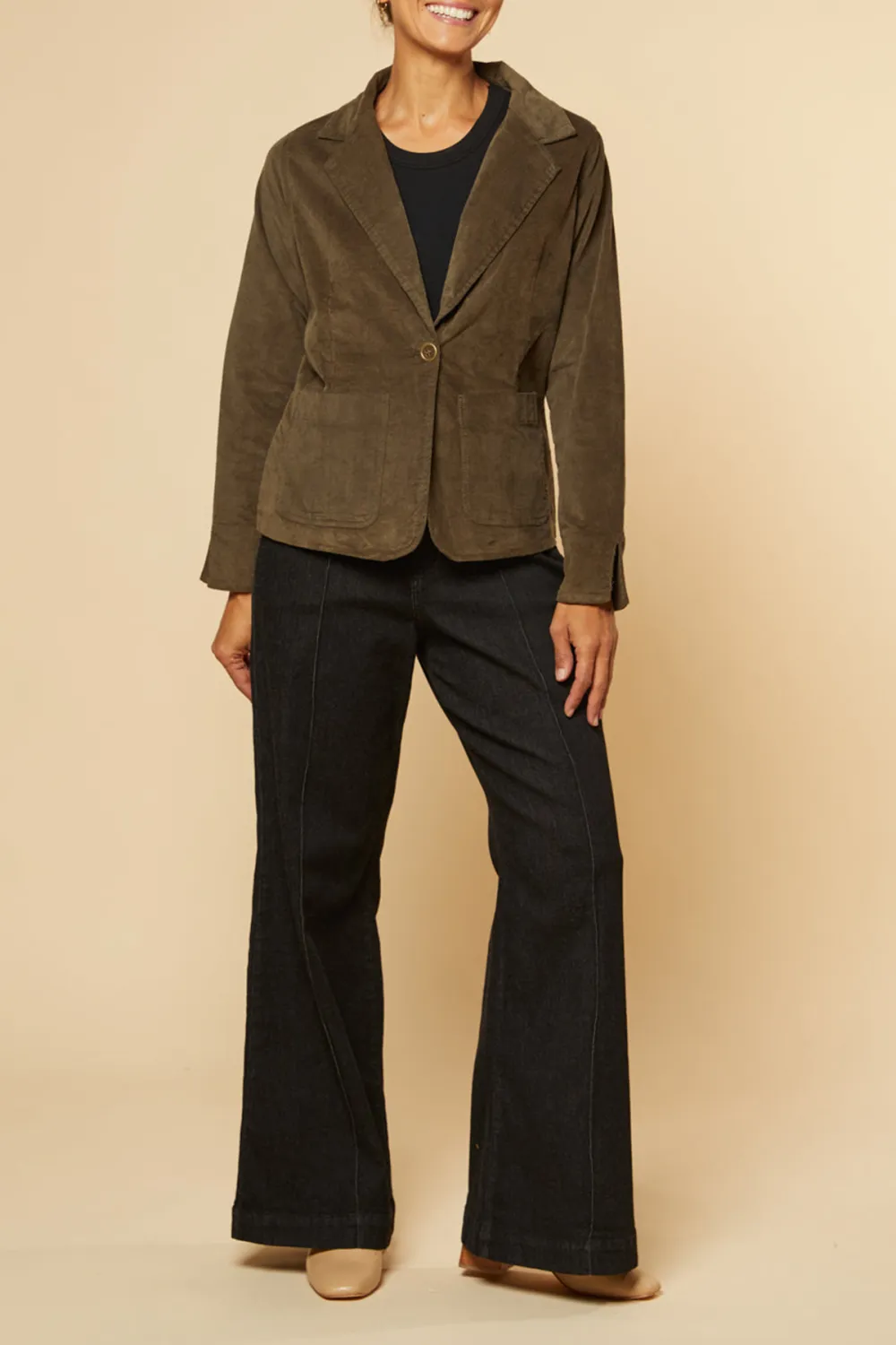 Adrift Relaxed Brushed Cotton Blazer In Olive