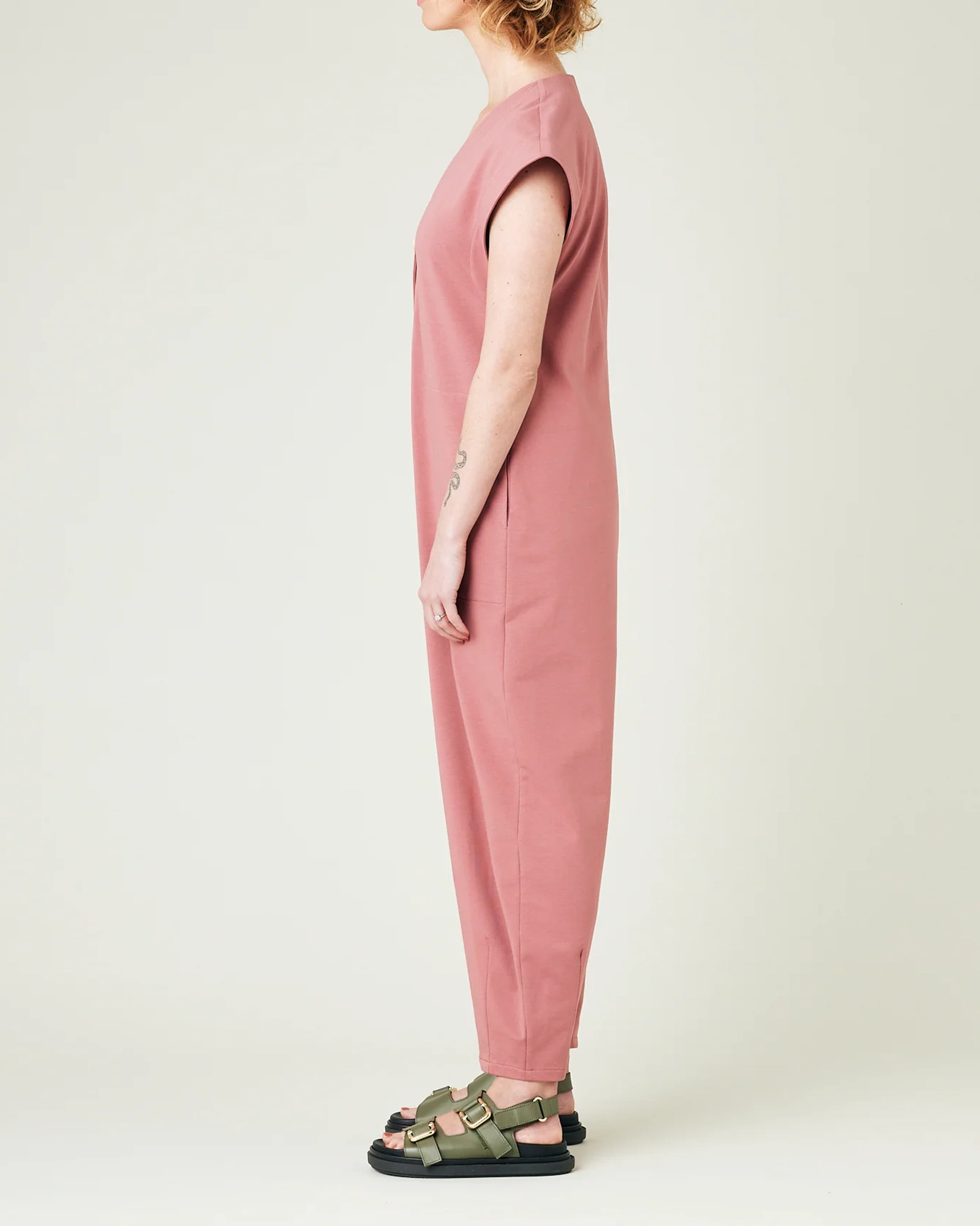 DUSTY PINK COTTON JERSEY JUMPSUIT