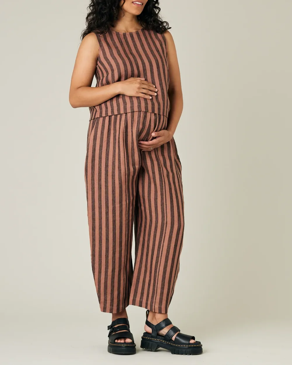 BISCUIT STRIPE LINEN TROUSERS