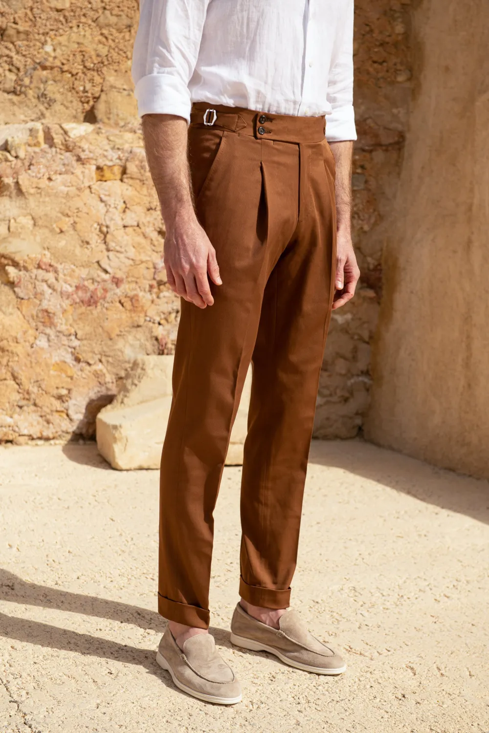 Cognac Cotton Trousers 