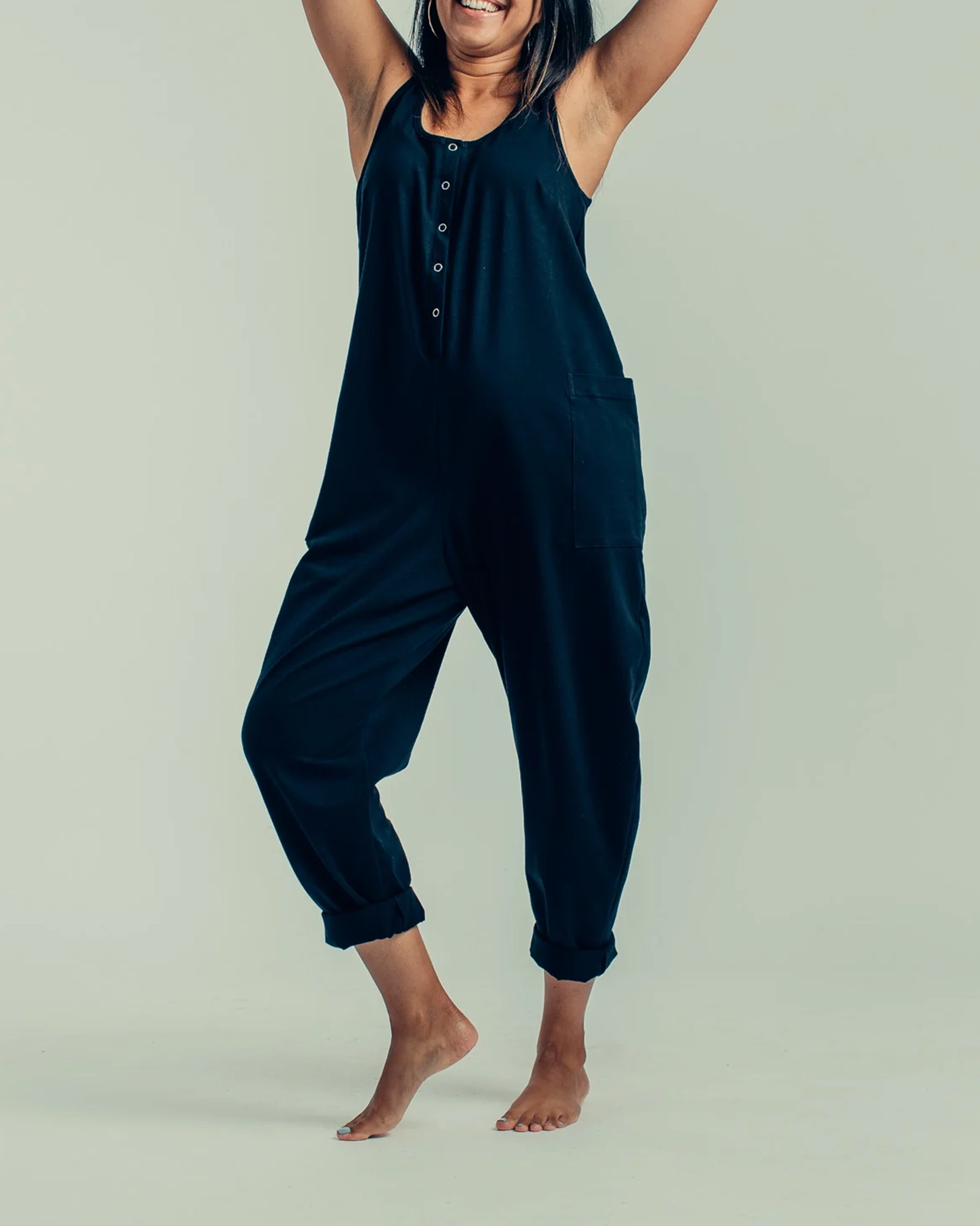 SLIGHT STRETCH JUMPSUIT - BLACK