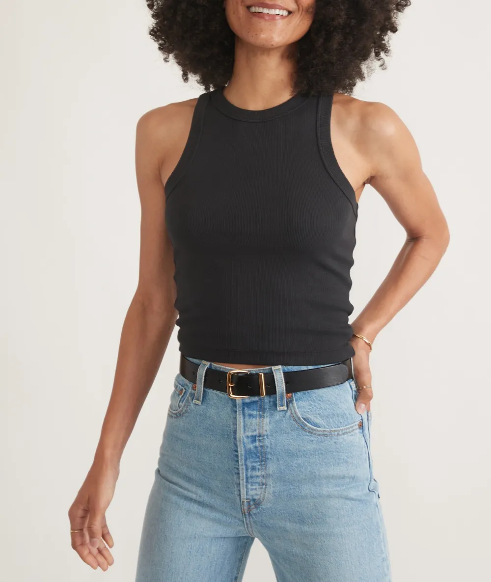 Lexi Rib Sun In High Neck Crop Tank