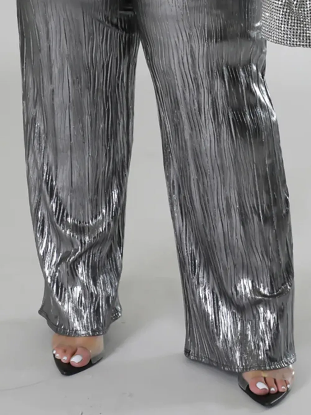 Plus-Size Fashion Women'S Glossy Fringe Pants