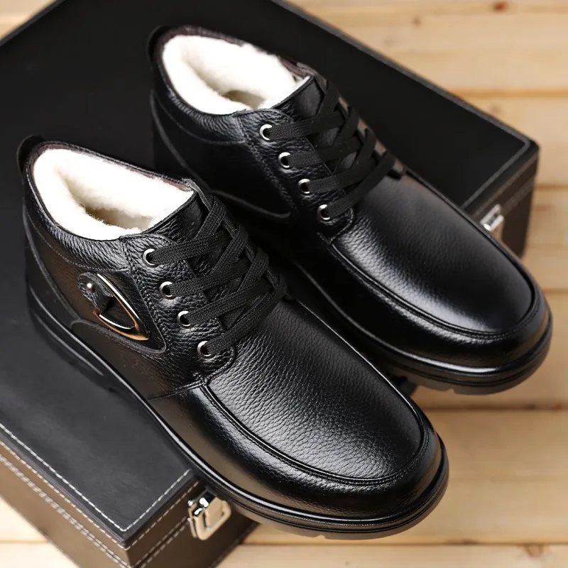 🔥On This Week Sale 70% OFF🔥 Men's Leather Thermal Winter Shoes Boots Lace-ups, Casual Walking Shoes