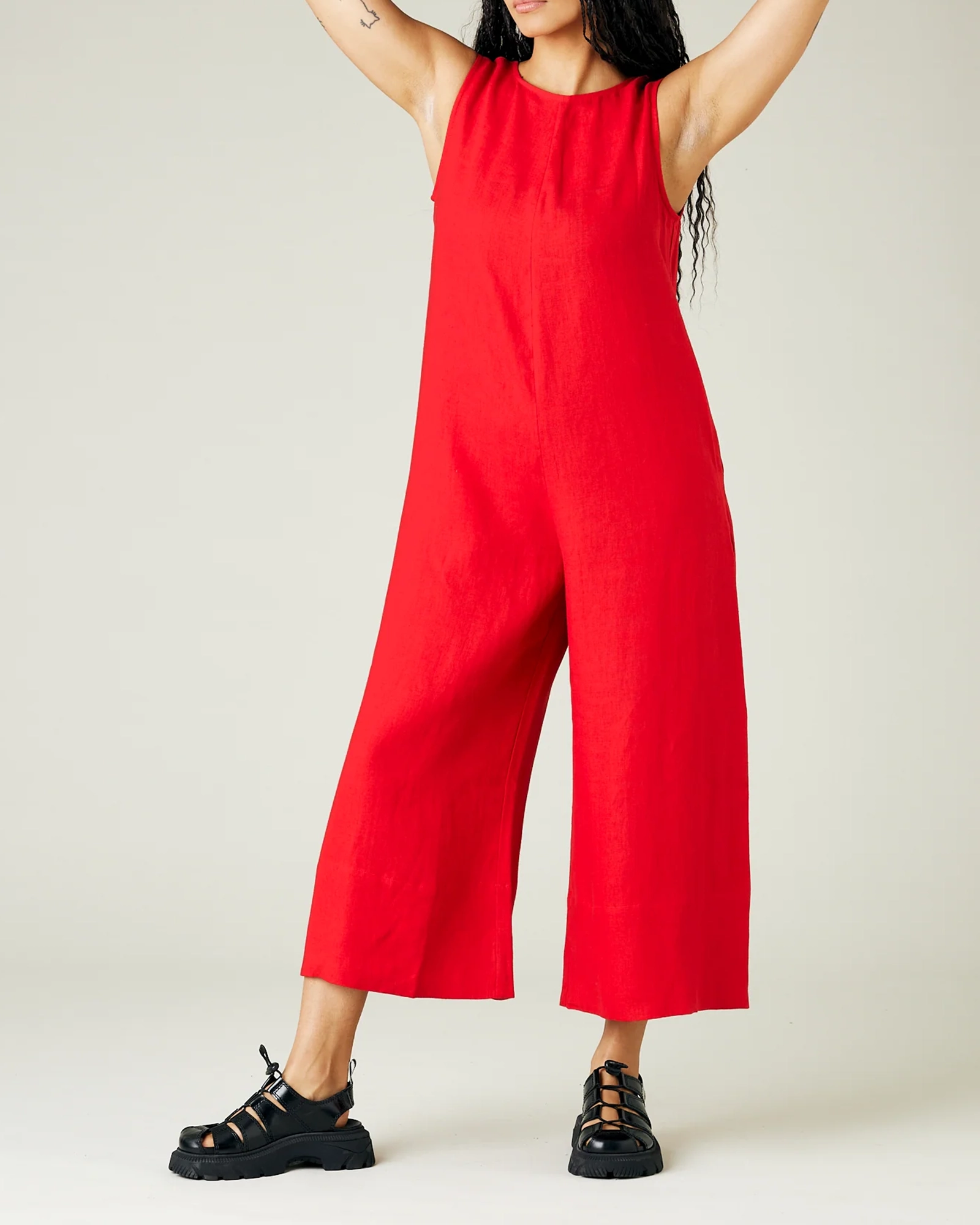 RED LINEN JUMPSUIT