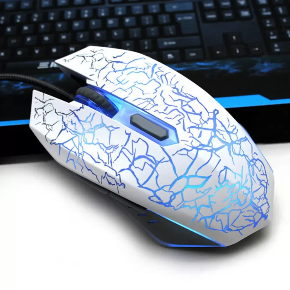 Ergonomically designed 4000dpi adjustable 6-button USB cable optical game office optical mouse, with breathing lamp