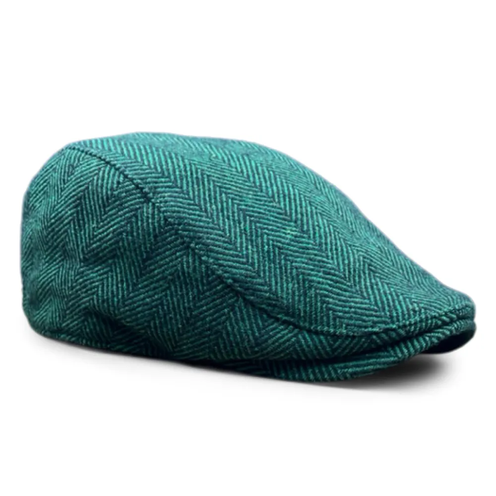 The Irish Cap - Green Herringbone