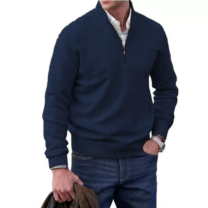 Men's Winter Casual Cashmere Zipper Basic Sweater