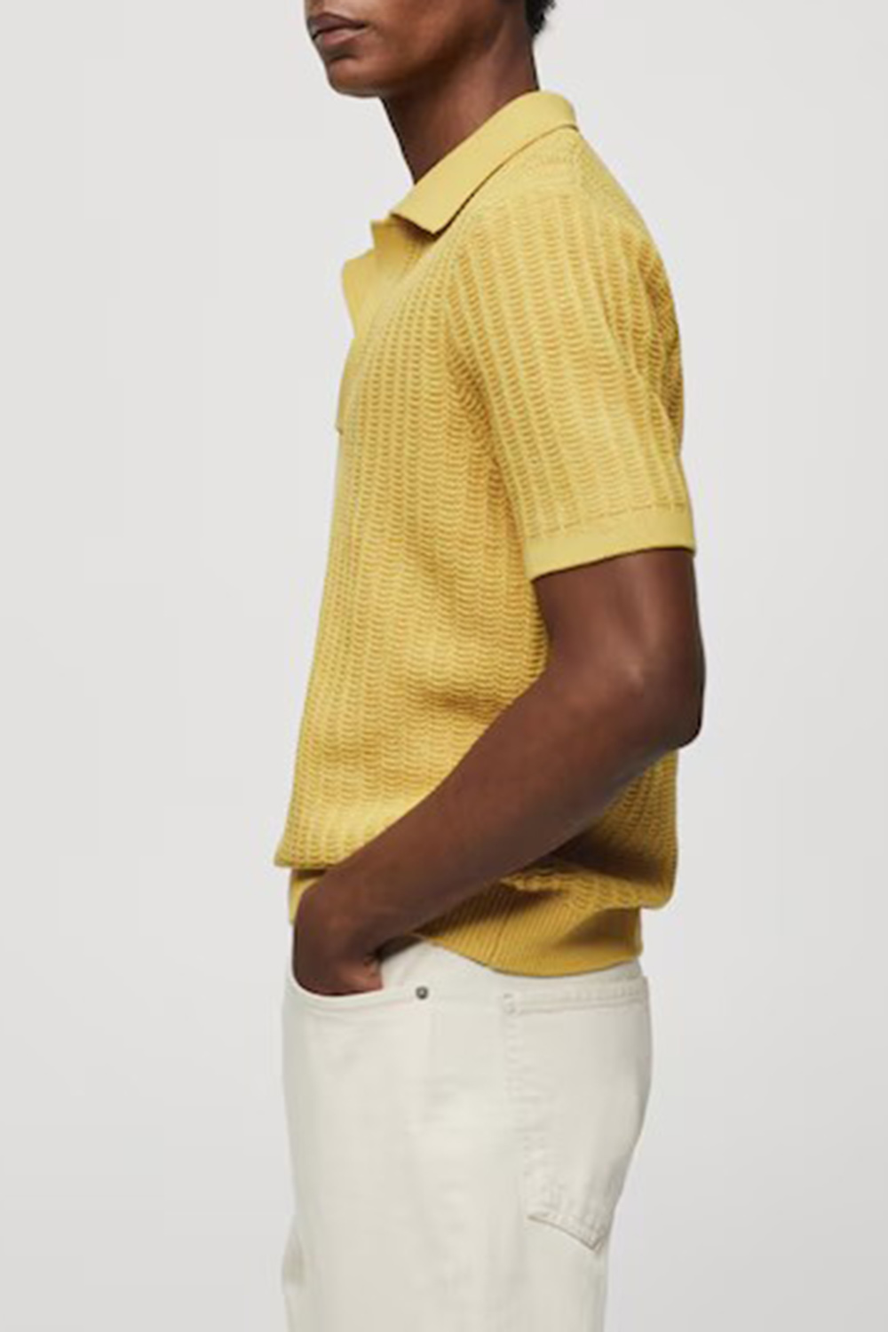 Braided knit polo shirt