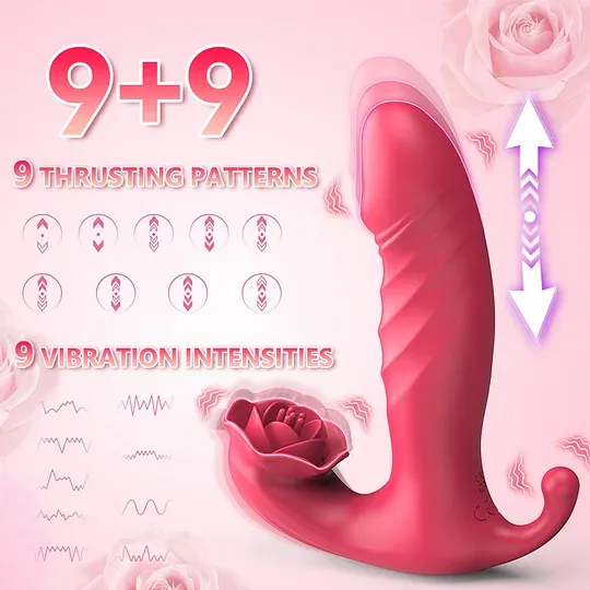 Rose G Spot Thrusting Dildo Remote Control Wearable Vibrator With 9 Thrusting Vibrating Modes