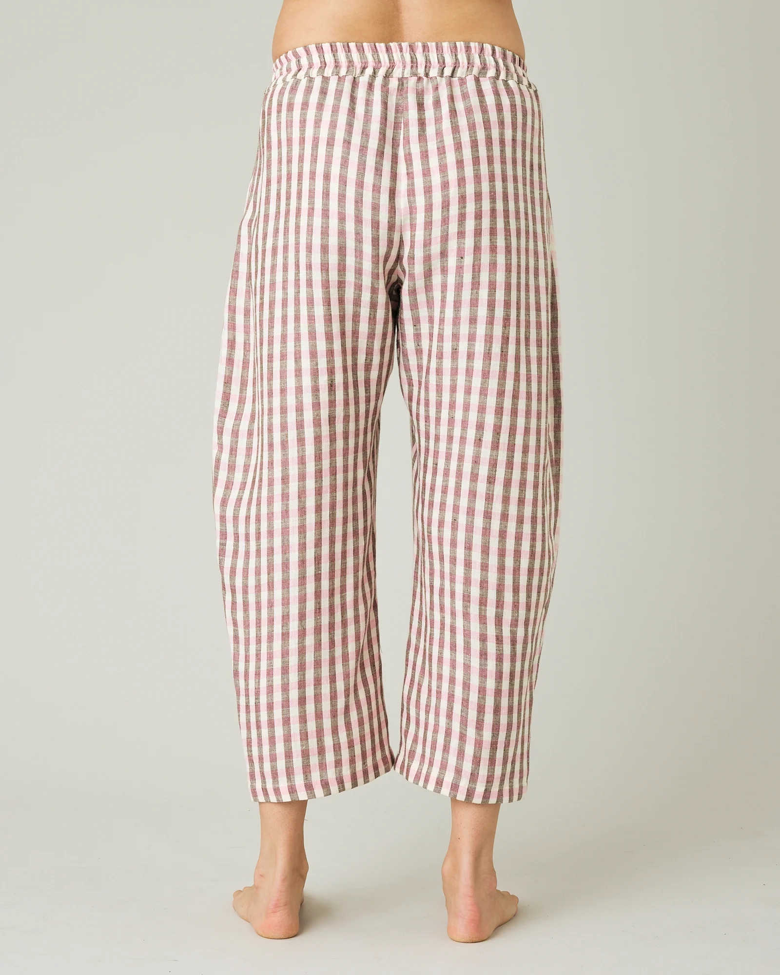 ULTIMATE PJ TROUSERS BROWN & PINK CHECK LINEN