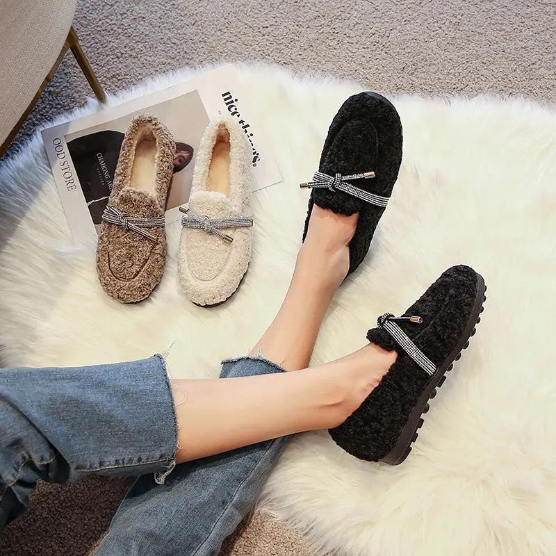 Cilool Furry Flats Loafers Fu62