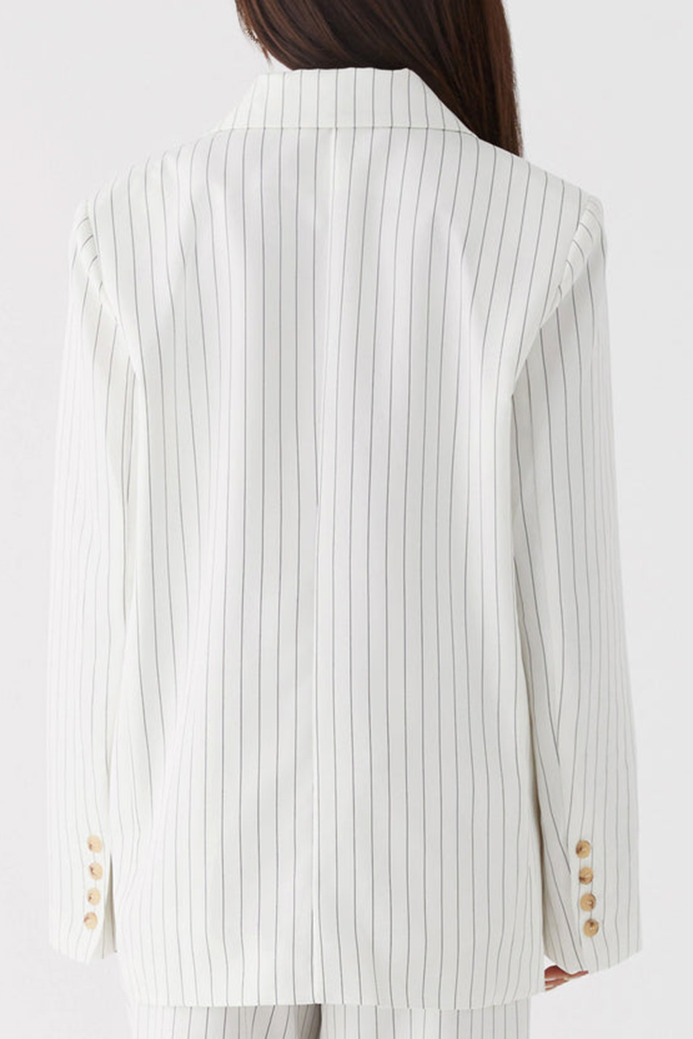 Can't Leave Pinstripe Oversized Blazer - White Pinstripe