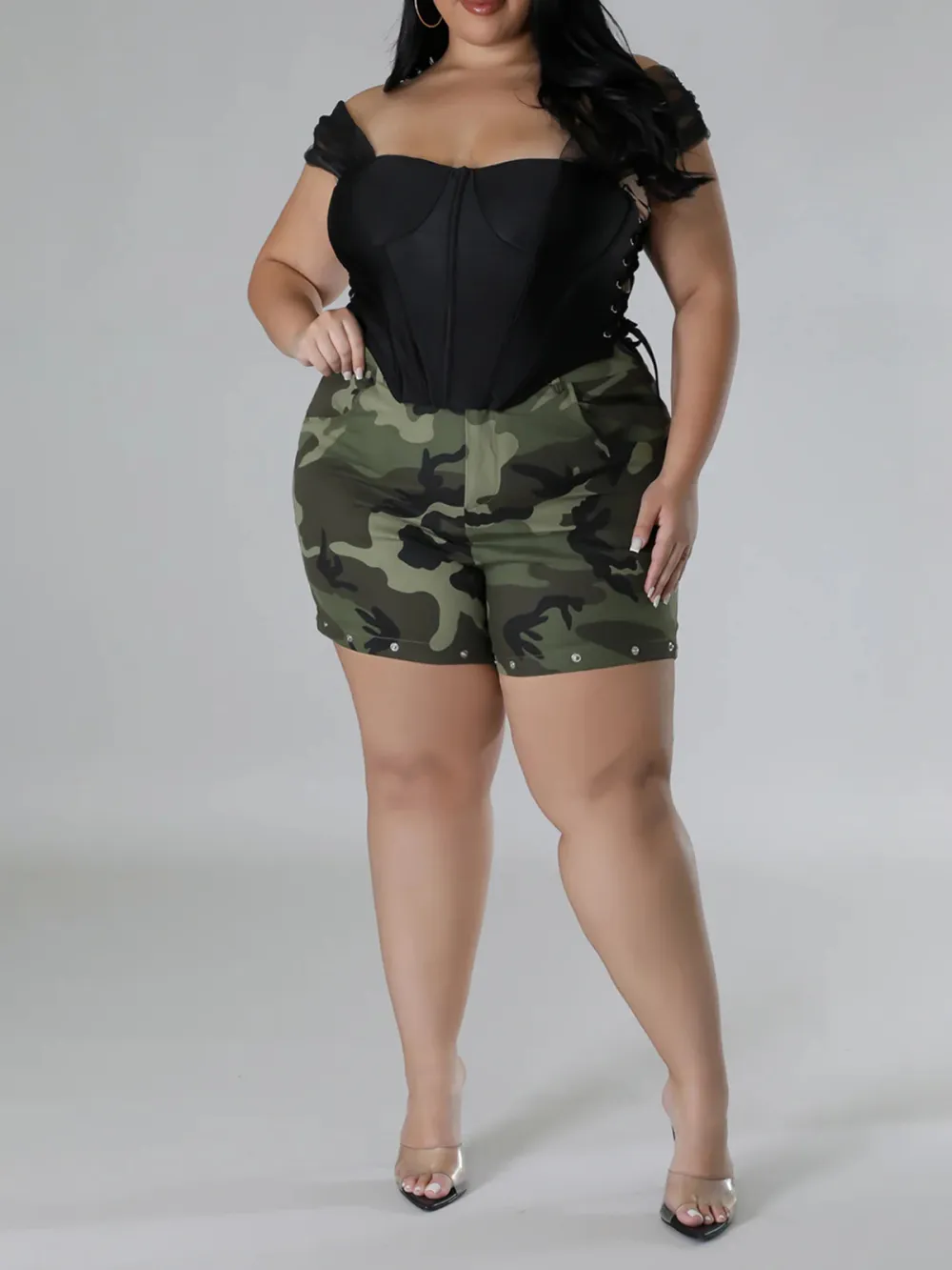 Plus-Size Fashion Women'S Detachable Camouflage Pants