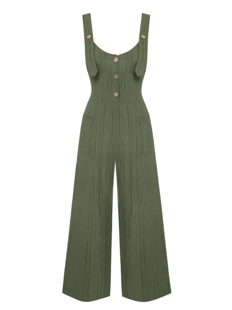 ARMY GREEN 1930S LOOSE PLEATED JUMPSUIT