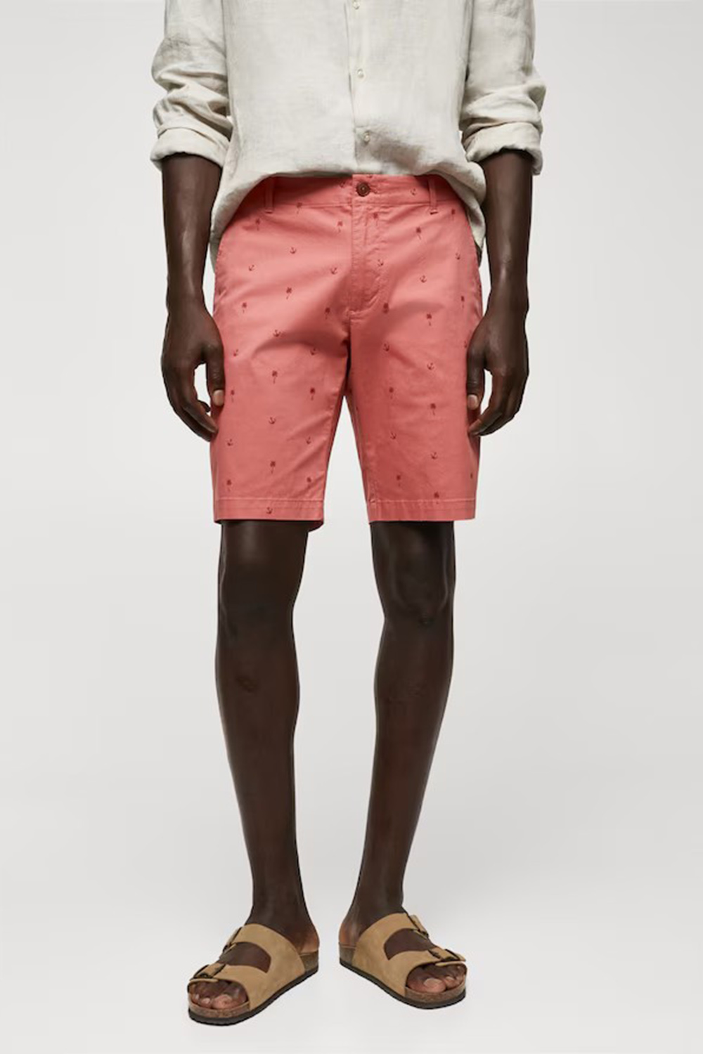 Slim-fit cotton micro-print bermuda shorts