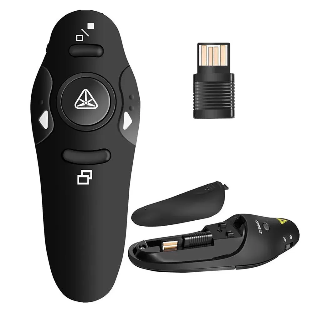 Powerpoint Clicker with Laser Pointer Presentation Remote Control and Red Light Point Universal RC RF 2.4GHz Wireless USB PPT Presenter Controller Sli