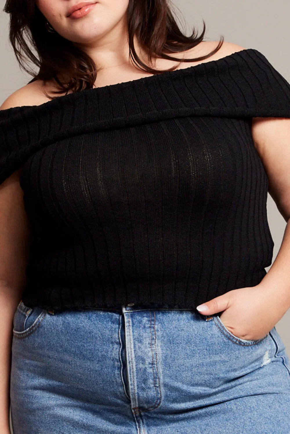 Black Off shoulder knitted top