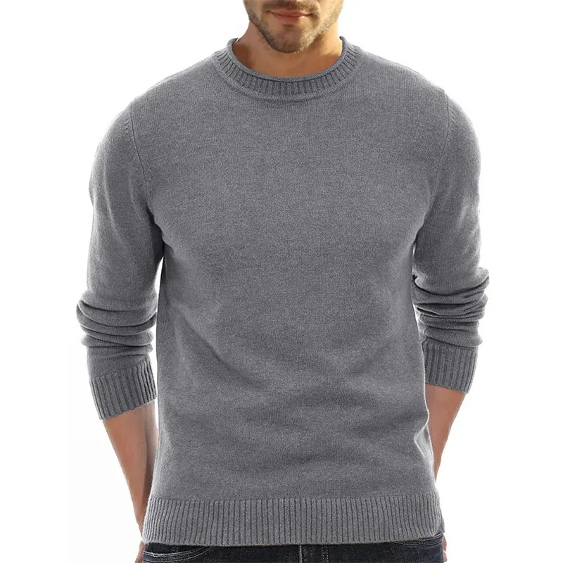 Men's Long Sleeve Crew Neck Sweater Soft Casual Sweater Men's Classic Sweater