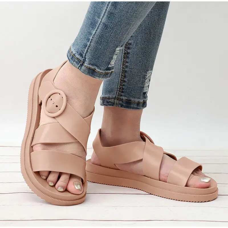 Women Gladiator Sandals Buckle Soft Jelly Shoes