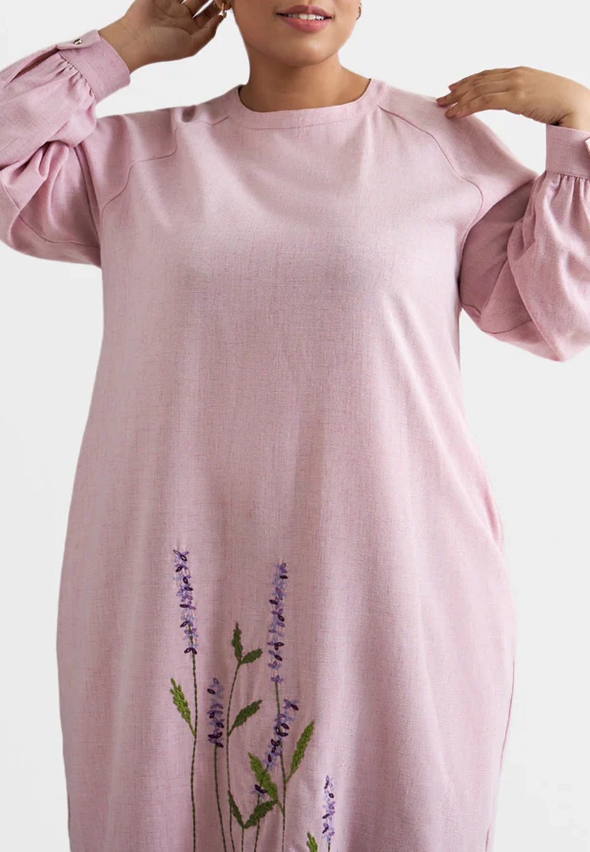 Lavender Embroidery Shift Dress