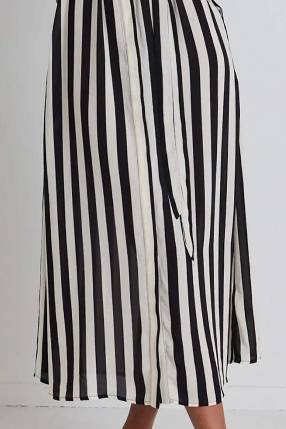 Cyprus Black And White Stripe LS Shirt Midi Dress