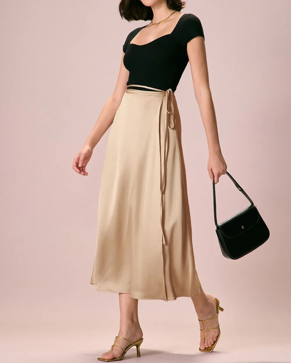 Cream Heavy Drape Skirt