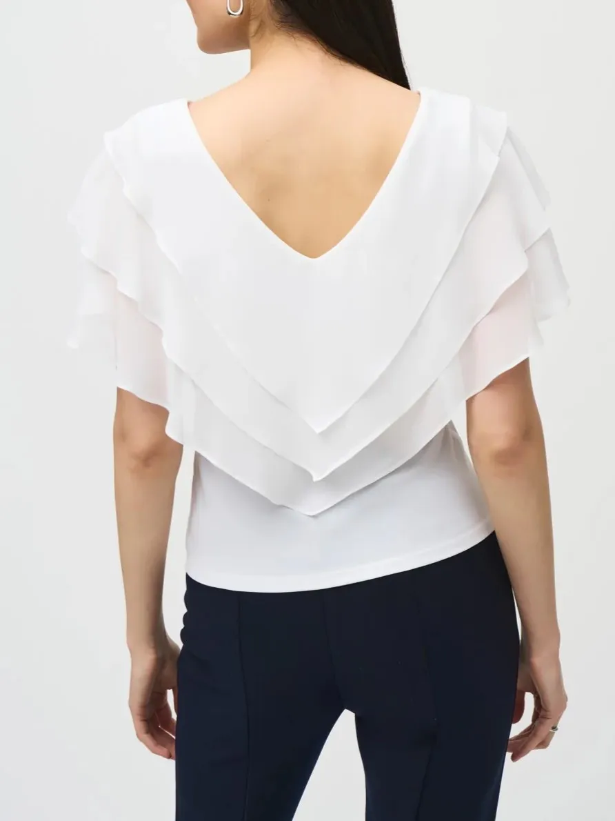 Silky Knit Top With Chiffon Overlays