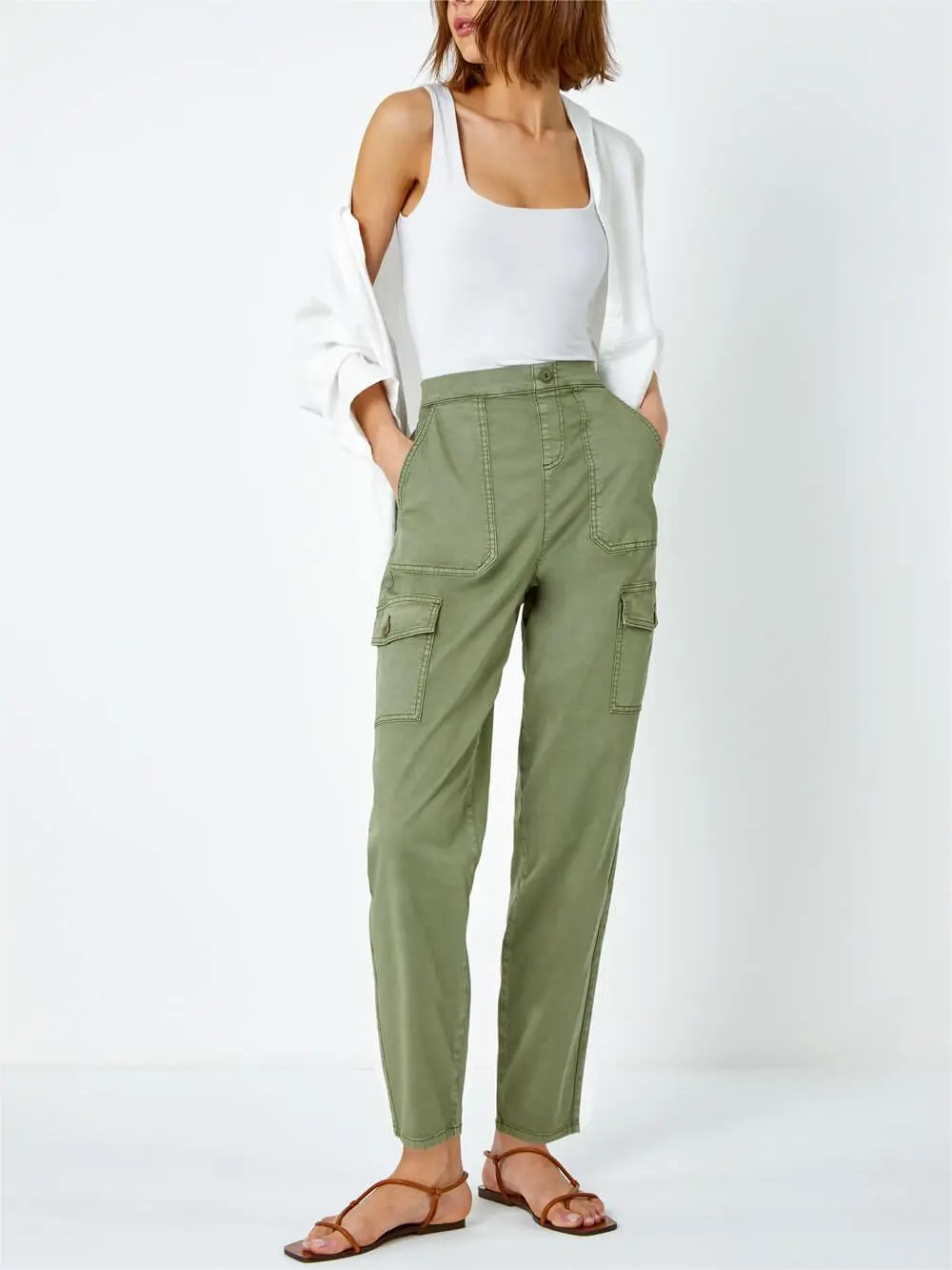 Olive Green Casual Overalls