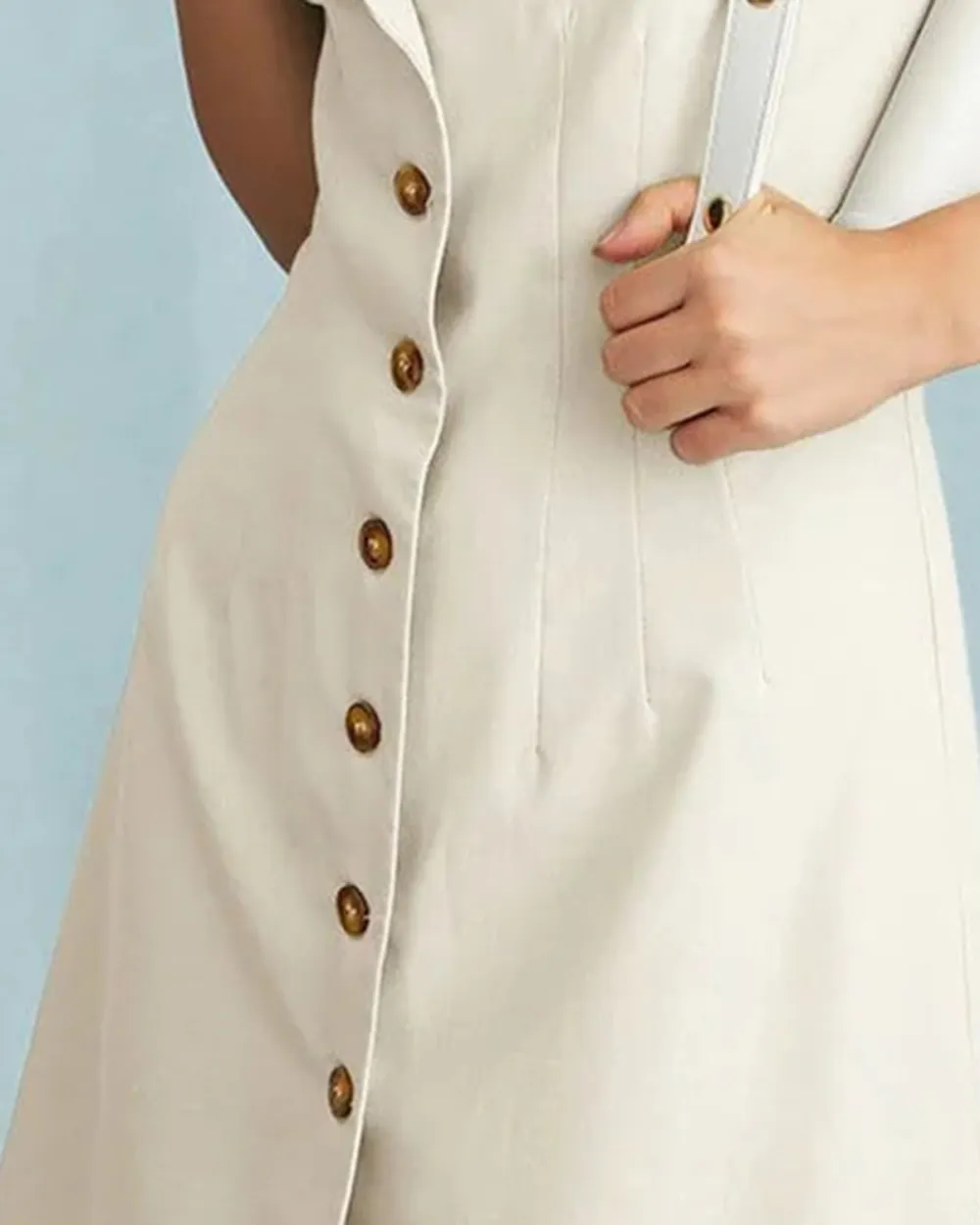 White button cotton and linen dress