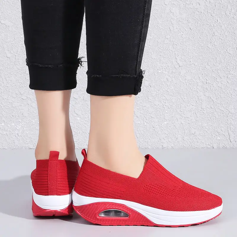 Cilool Casual Shoes Breathable Ladies Platform Sock Sneakers