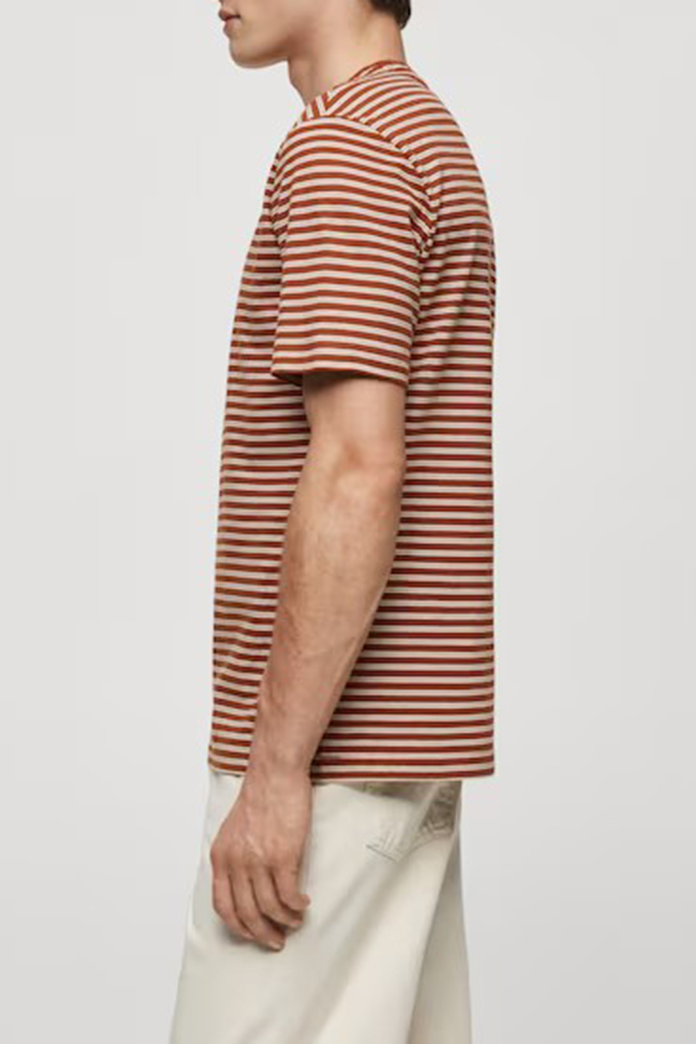 Striped cotton linen-blend T-shirt