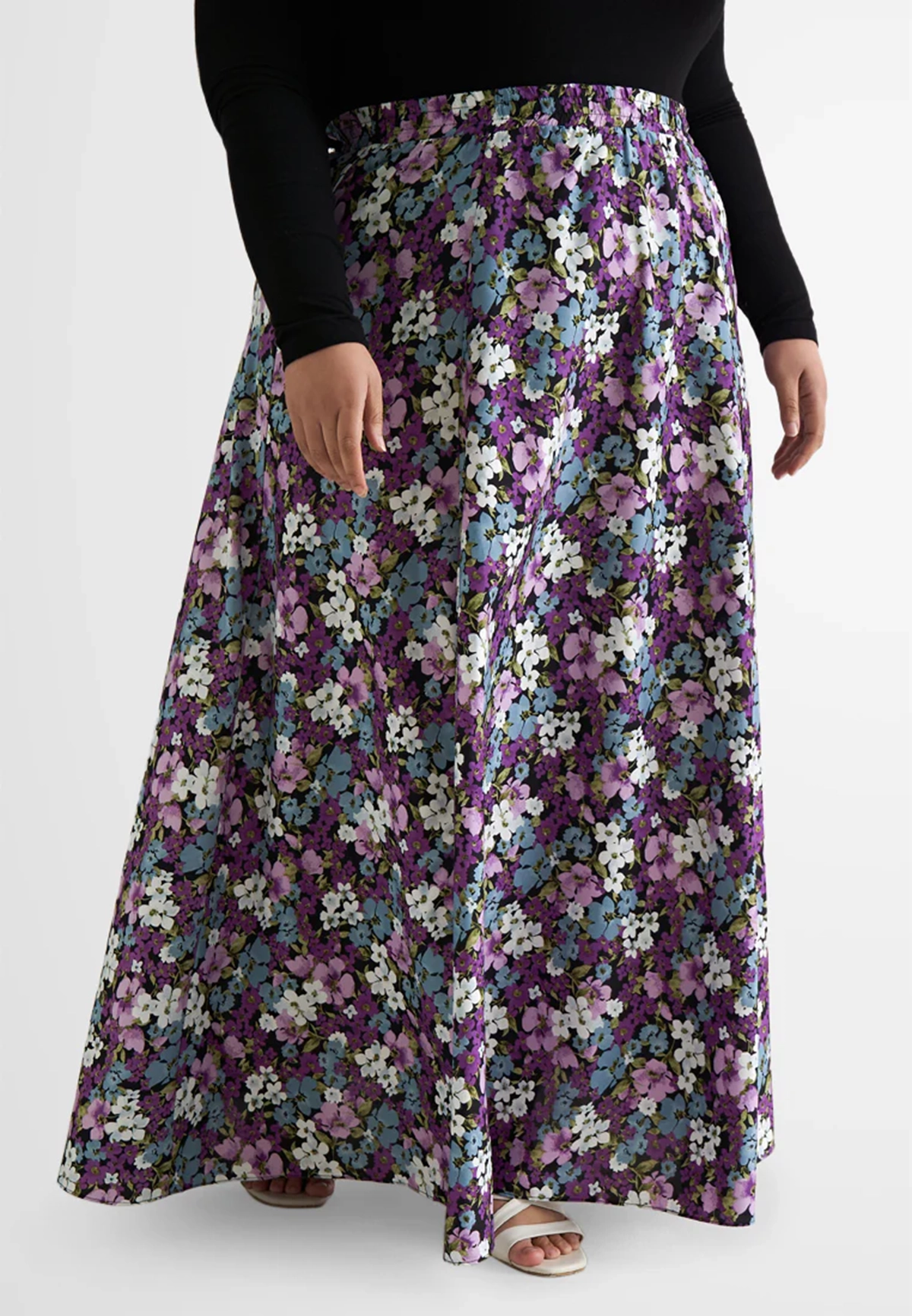 Casual Botanical Print Polyester Skirt