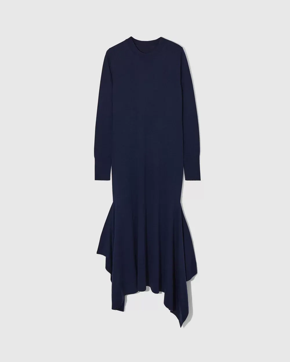 Handkerchief-Hem Merino Wool Midi Dress