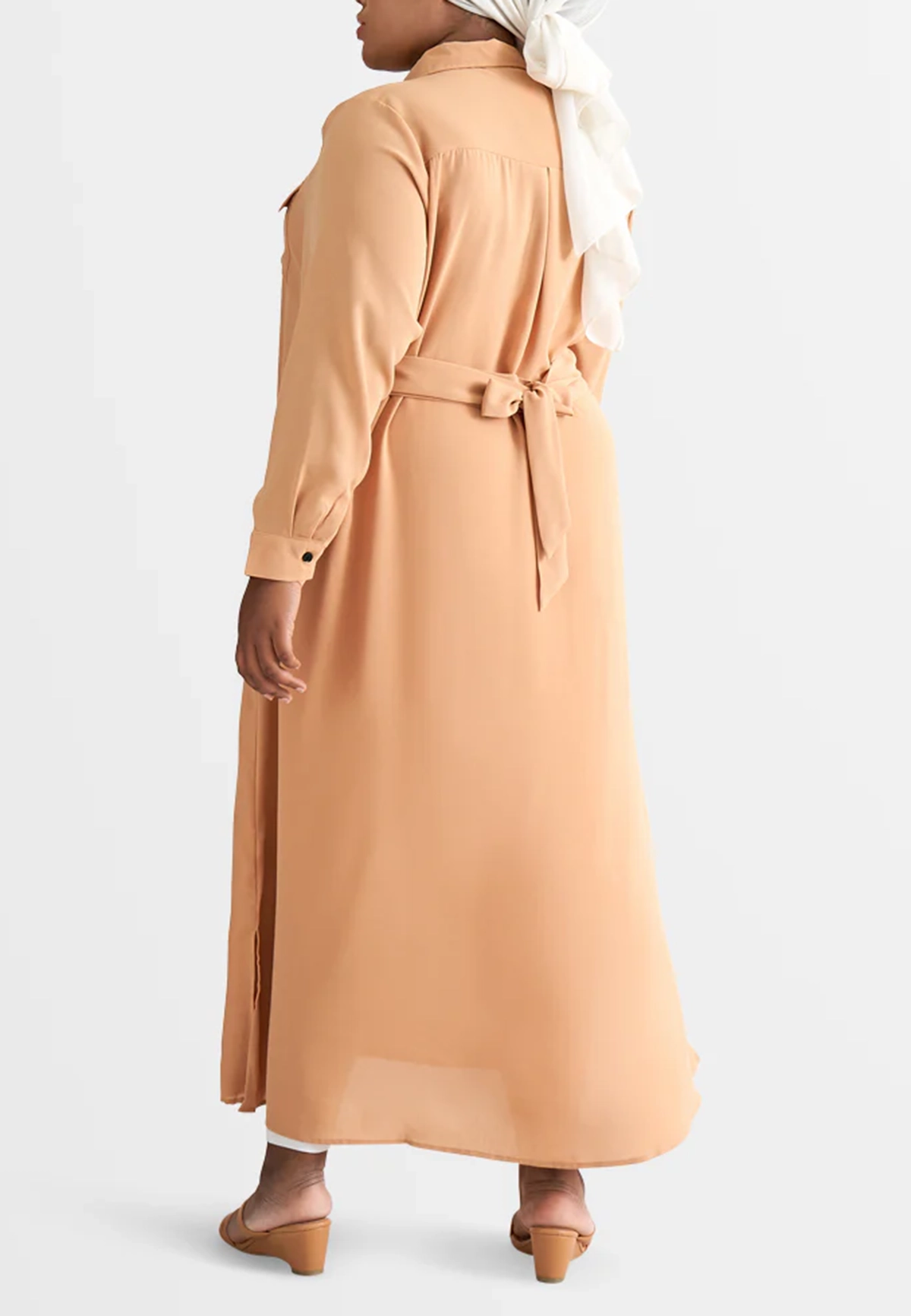 Long Trench Style Button Dress Shirt