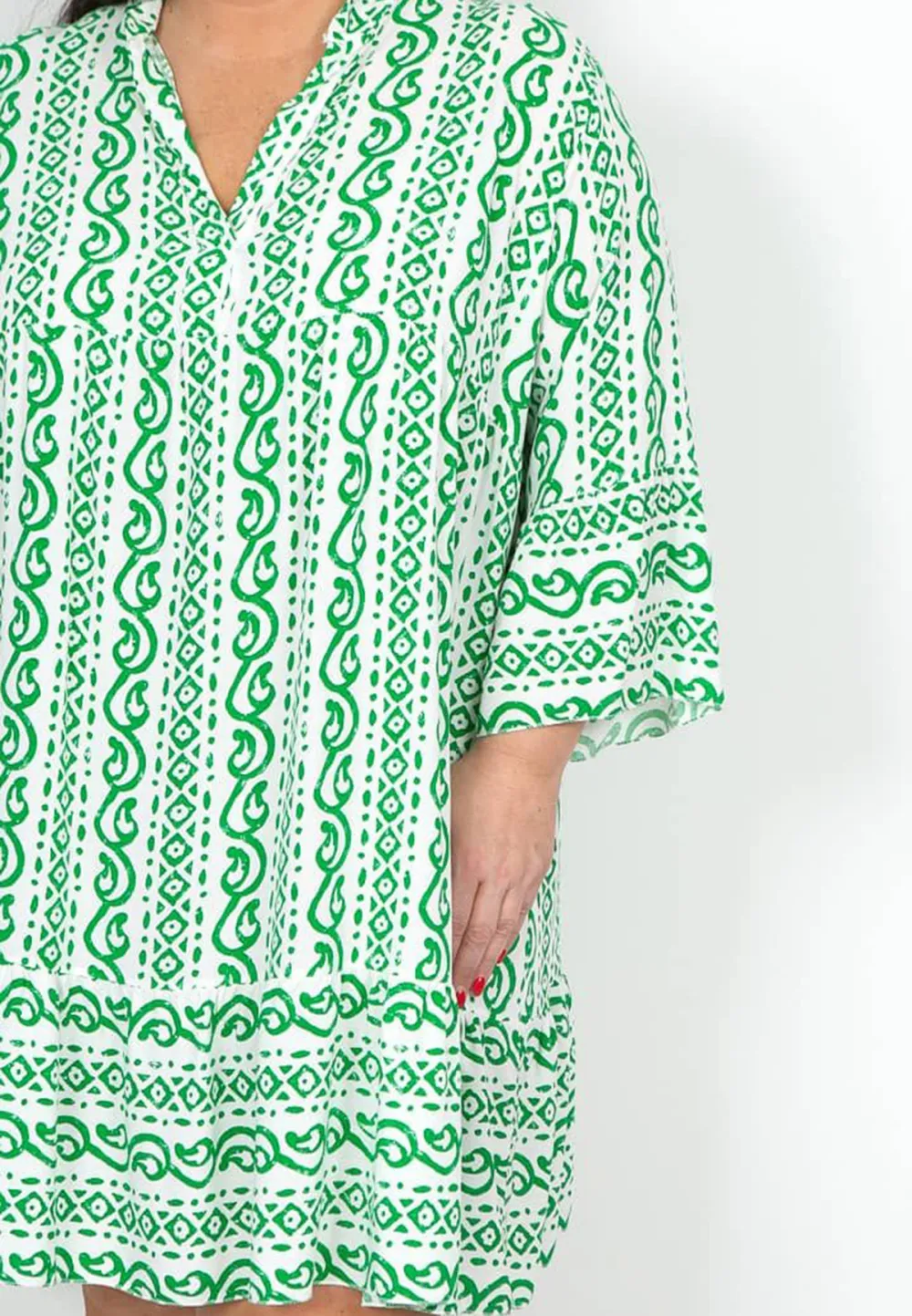 Green Stripe Smock Dress