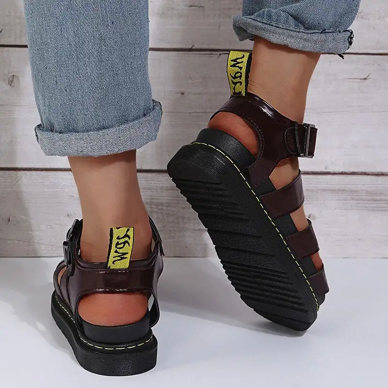 Summer Streetwear Martens Shoes Woman Flats Platform Sandals