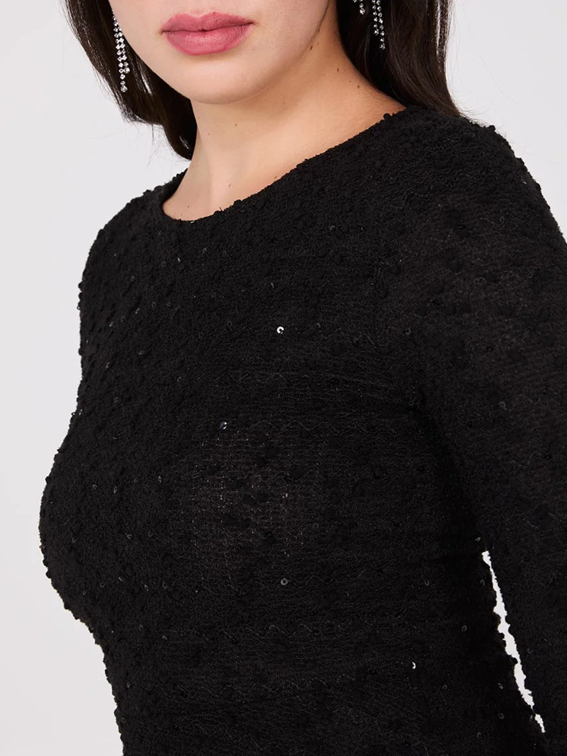 Sequin Boucle Peplum Top