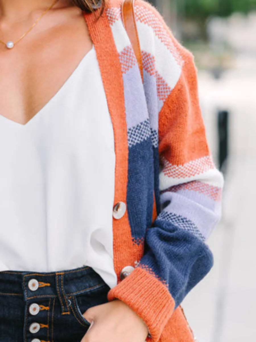 Orange Striped Cardigan