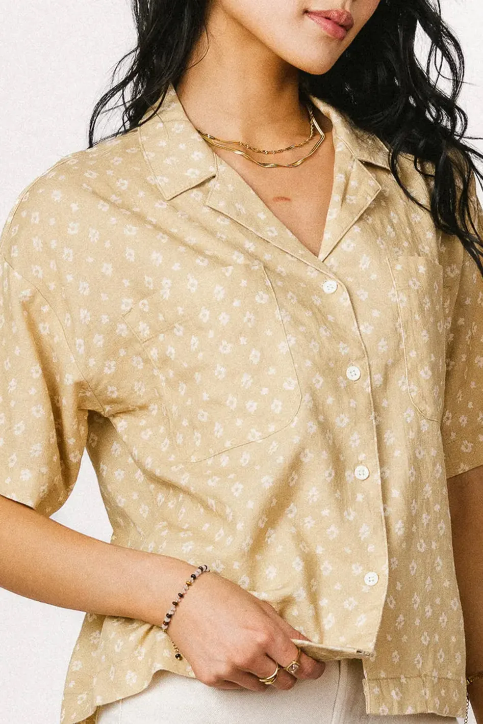 XIOMARA FLORAL BUTTON UP IN YELLOW