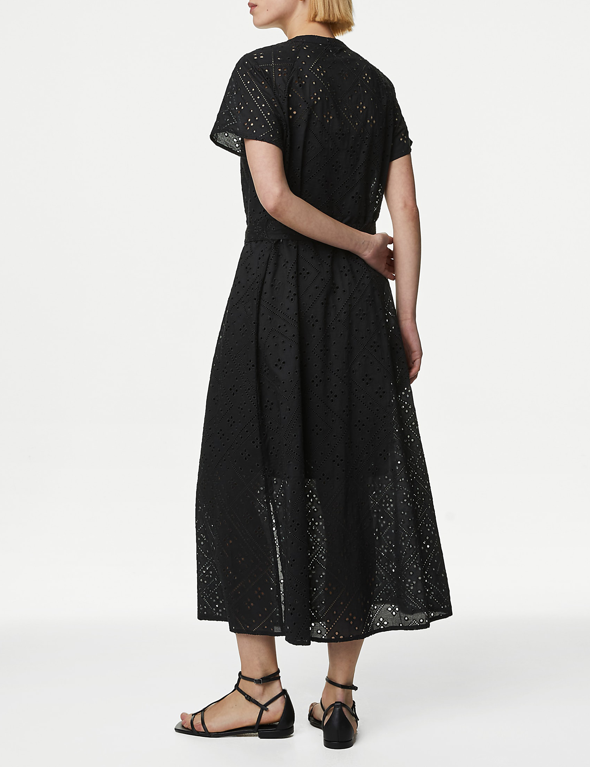 Pure Cotton Broderie Midaxi Shirt Dress