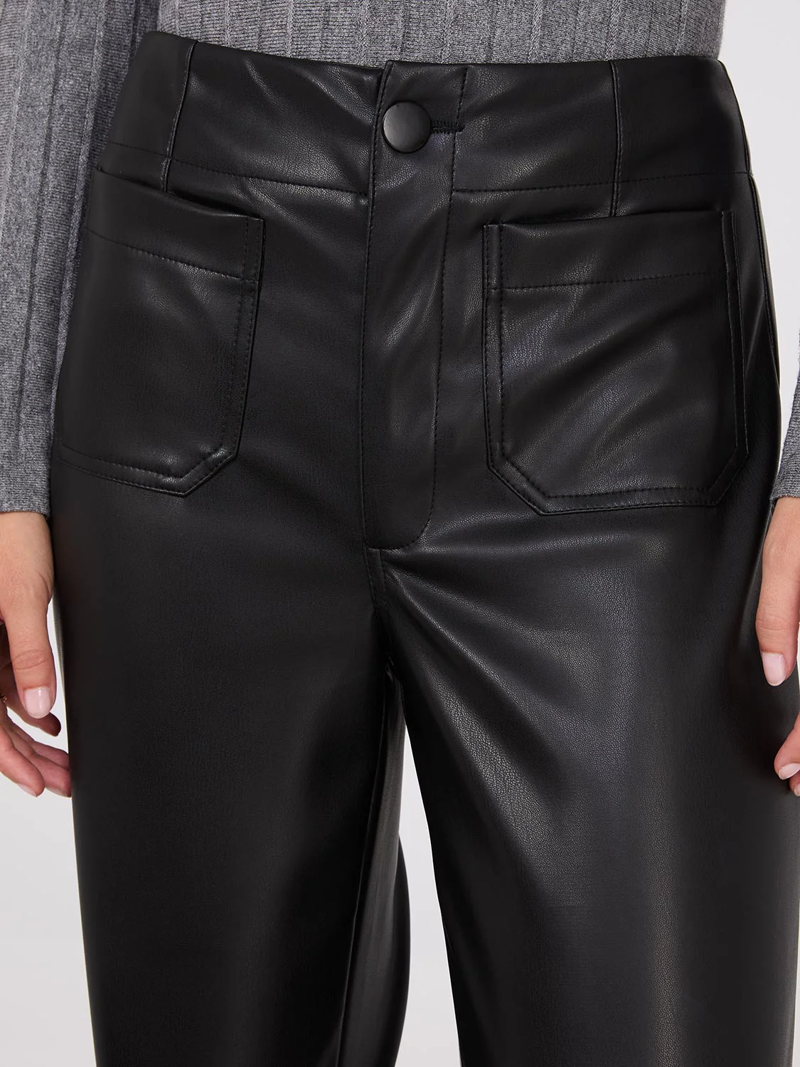 Faux Leather Wide-Leg Pants