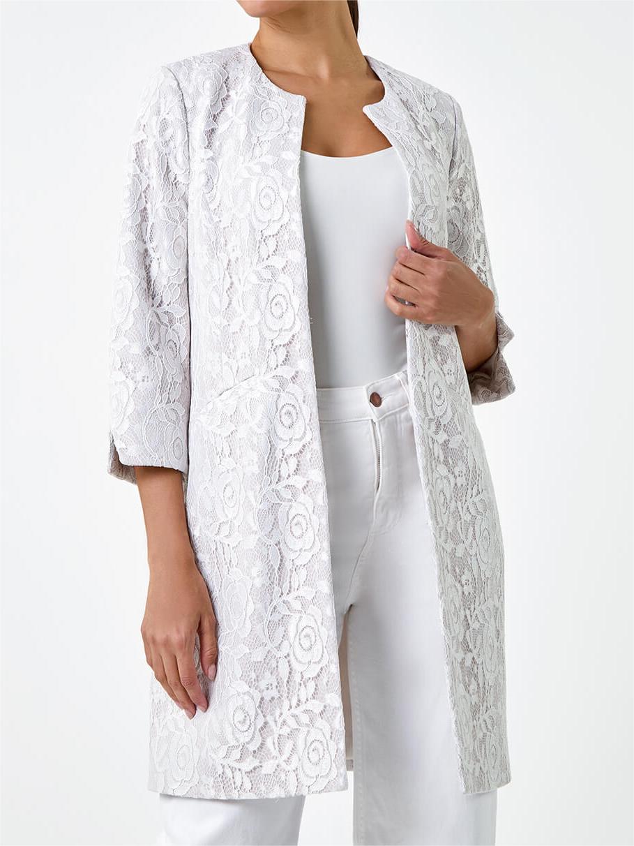 Ivory Lace Longline Formal Jacket