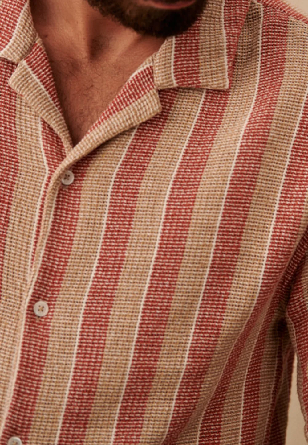 Holt Shirt-Textured Rust / Beige stripes